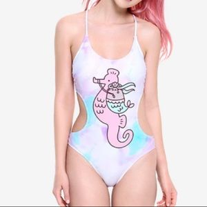 🐱Pusheen Cat Cutout Swimsuit Hot Topic🐱